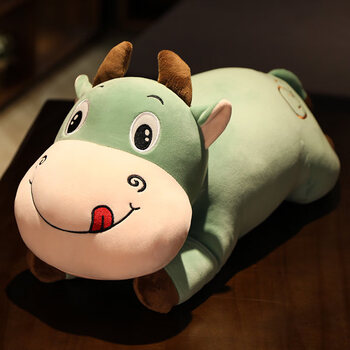 老牛毛绒玩具玩偶床上睡觉夹腿大布娃娃女孩儿童陪伴安抚礼物长条枕