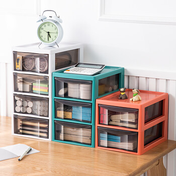 侑家良品桌面收纳盒抽屉式透明多层防尘化妆品文具整理箱办公室宿舍