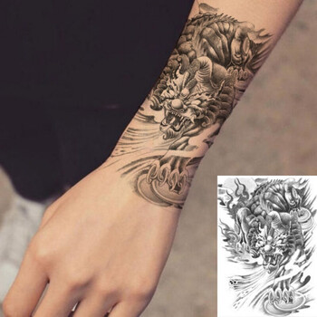 妸蕴纹身贴男半臂麒麟貔貅穷奇纹身贴防水男花臂半臂手臂仿真刺青贴纸