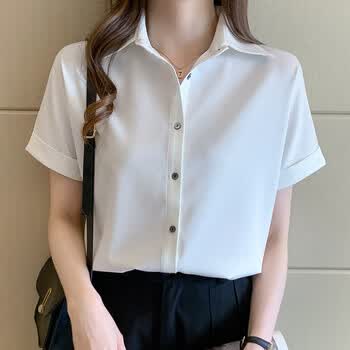 阔意衣都kuoyihouse短袖衬衫女2022夏季正装polo职业高端气质上衣通勤