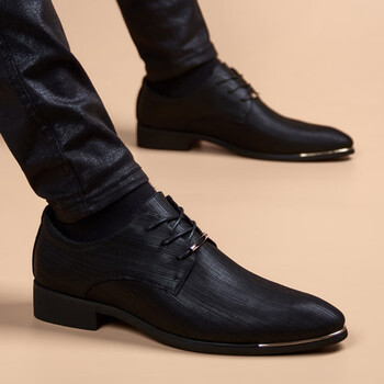 centurykudos轻奢品牌皮鞋男商务休闲时尚增高黑色正装男鞋青年韩版