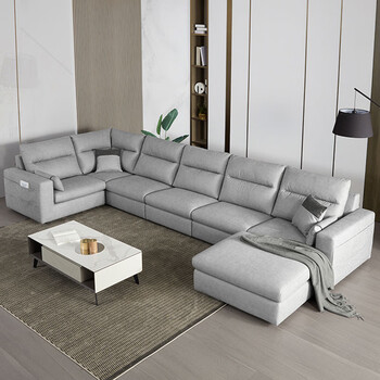 顾家家居 布艺沙发 简约现代整装科技布沙发 2055c 天空灰科技布 大