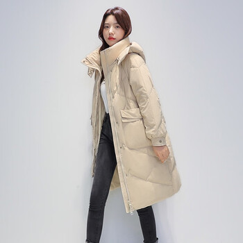 羽绒服女中长款2023年冬季新款韩版宽松时尚加厚保暖外套卡其色622s