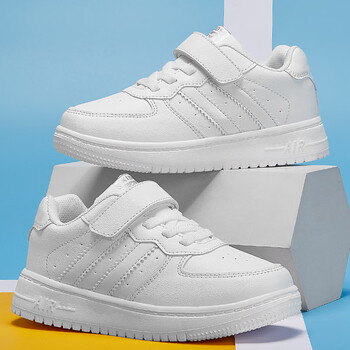 特步童鞋儿童白色运动鞋男童小白鞋春秋款女童鞋子小学生休闲板鞋白色