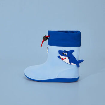 雨靴宝宝男童女童水鞋小童防水小孩防滑轻便夏季可爱蓝色鲨鱼23码内长