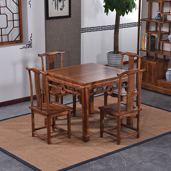 仿古八仙桌桌椅组合中式实木桌子家用榆木四方桌酒店餐厅饭店餐卓