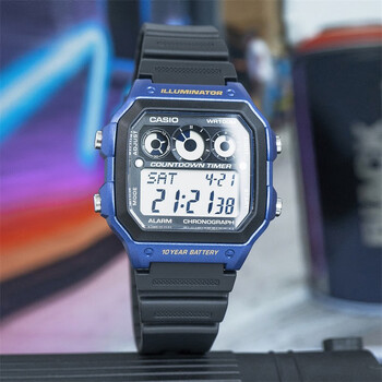 卡西欧(casio)小方块大表盘ae1200wh-1a 1b运动复古手表电子表男防水