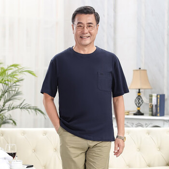 俞兆林2件老头衫中老年跨栏白纯棉背心夏季男士宽松大码短袖圆领汗衫