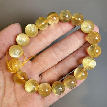 官方旗舰店天然黄锂云母手链男强猫眼效应冰种金龙 10mm【图片 价格