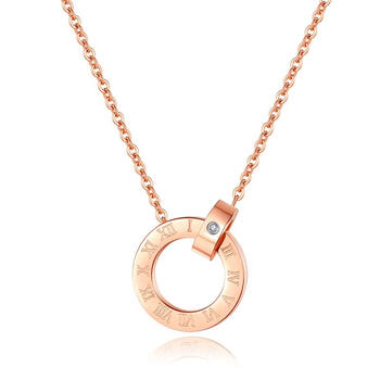 snqp罗马数字双环项链女夏2023小众设计感不掉色百搭锁骨链 罗马数字