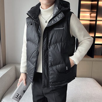 boyxco 男士连帽羽绒服马甲男秋冬季防寒保暖坎肩羽绒背心抗寒防风