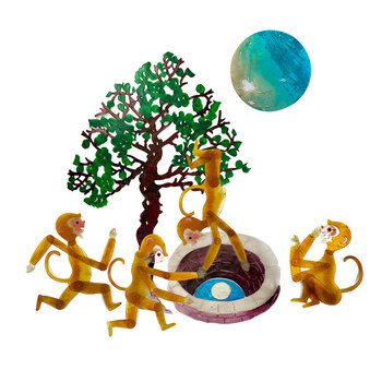 皮影戏材料包皮影戏人偶手工diy道具幼儿园道具涂色制作材料包西 猴子