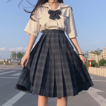 艾诺黛海苔jk制服半身长裙子格子裙65cm中长裙优等生水手服日系学生