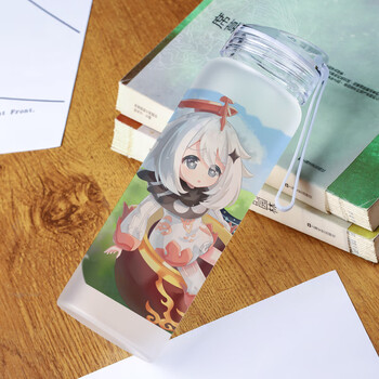 派蒙杯 原神动漫玻璃杯可莉 芭芭拉 七七周边磨砂水杯高硼硅男女便携