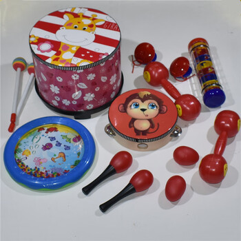 幼儿园儿童打击乐器打鼓敲鼓手拍鼓手鼓 婴儿宝宝玩具小鼓 红色小鹿敲