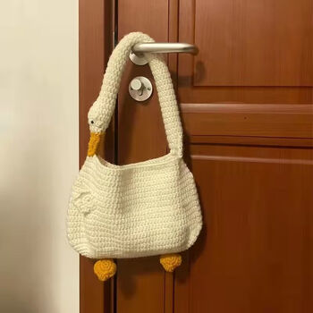 大白鹅包包鸭子包手工diy材料包毛线编织钩针单肩手提包送女友 大鹅包