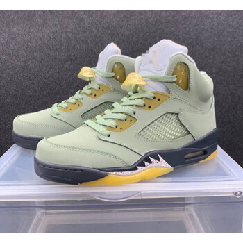 耐磨 air aj 5 乔5代男女款情侣运动时尚休闲实战篮球鞋  绿抹锌鹏