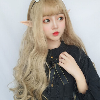 日系动漫cosplay发型软妹浅金色发套主播化妆假发女修脸长卷发浅金色