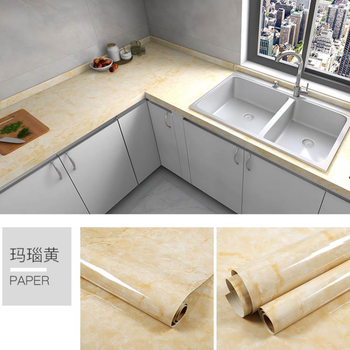 防水防油贴纸橱柜翻新自粘墙纸灶台耐高温台面玛瑙黄s级亮面防水防油