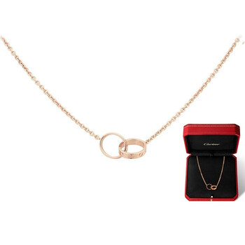 卡地亚(cartier) love项链女士18k玫瑰金双环项链 环锁骨链内径8毫米