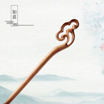 桃木古代头饰手工发簪桃枝筷子簪子木质古风感古典盘发发饰品 桃木
