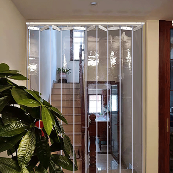 曼家欣空调折叠门帘推拉透明隔风滑道百叶帘店铺库房防风pvc窗帘门帘