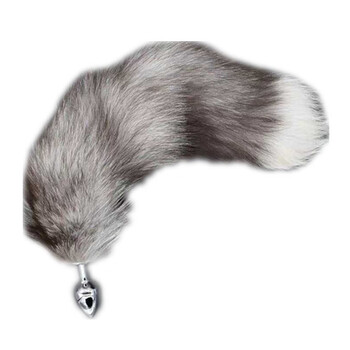 陈陈创意sm女用灰白色狐狸猫狗尾巴不锈钢后庭肛塞可拆卸男女夫妻另类