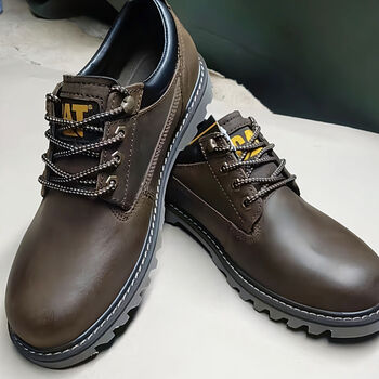 卡特cat秋季男鞋低帮英伦户外耐磨工装鞋经典圆头休闲皮鞋咖啡色39