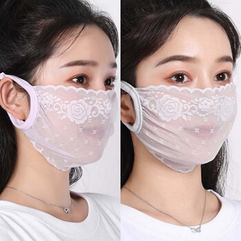 口罩透气轻薄夏天夏女单层口罩防晒冰丝超透气仙女性感蕾丝口罩时尚