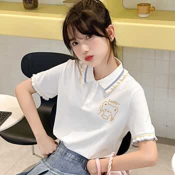 ebruk mare森马集团旗下初中生少女polo衫短袖正肩t恤学生夏季百搭