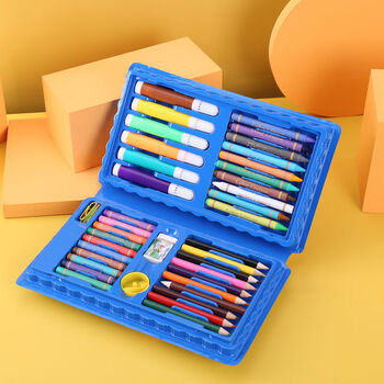 水彩笔绘画套装画本礼盒画笔蜡笔幼儿园礼物小学生美术用品42件套蓝色