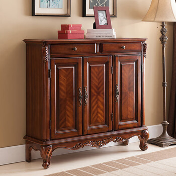 家用门口实木阳台储蓄柜带门欧式大容量入户进门厅d款三门鞋柜整装