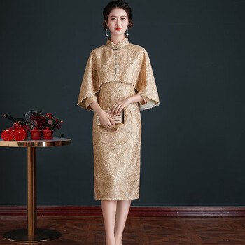 米诗德儿子结婚妈妈婚礼服秋装年轻款高贵改良旗袍洋气喜婆婆婚宴装
