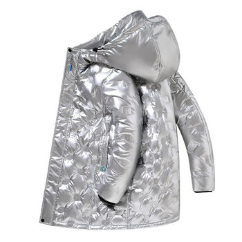 大鹅李宁寕新款冬装羽绒服男中长潮情侣加厚保暖防寒连帽外套银色m