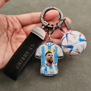 橙央阿根廷梅西球衣钥匙扣男士创意礼物2022杯周边纪念品足球挂件梅西
