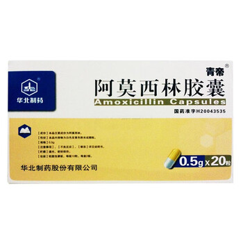 华北制药 阿莫西林胶囊 0.5g*10粒*2板/盒 dh 标准装