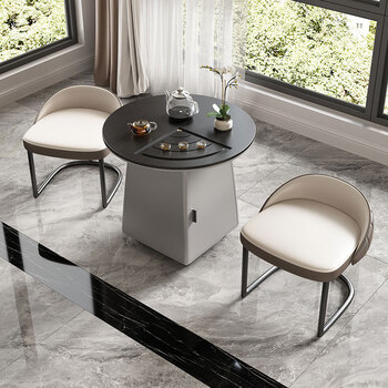 可移动茶台火烧石家用轻奢现代客厅边几功夫茶桌阳台茶车小户型圆形茶