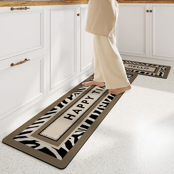 大江厨房脚垫北欧风吸水防油长条地垫灶台专用可擦免洗防滑垫子 丛林