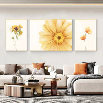 向日葵挂画 沙发墙背景画北欧客厅装饰画简约现代向日葵沙发背景墙挂