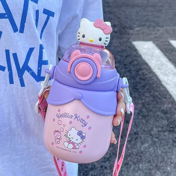 思宝同类型款保温杯女生可爱超萌大肚水杯儿童上学专用便携粉凯蒂猫