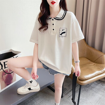 冯皇短袖t恤女2024夏季新款韩版时尚气质百搭减龄洋气学生上衣女夏天