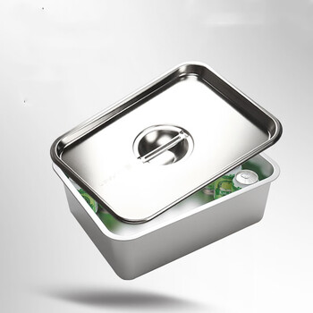 雅跃304不锈钢深盘带盖长方形装菜盆收餐盆平底耐高温方盘方盆商用