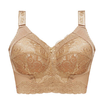 香港御塑中脉无钢圈大胸显小防下垂大码桑蚕丝缩胸塑型文胸内衣全罩杯