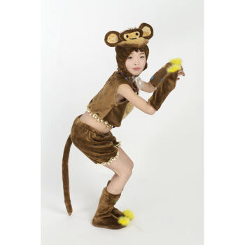 小猴子演出服儿童动物幼儿园舞蹈服装卡通短袖猴子捞月表演服 短款 100cm