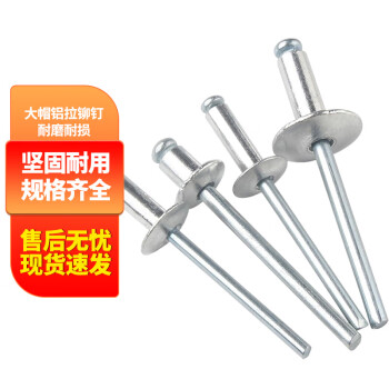 得豫工品 大帽沿抽芯拉铆钉 大扁头抽芯铝制铆钉拉钉装潢钉国标 100只/包 M5*20*16 