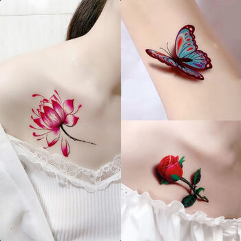 纹身贴女胸部3d纹身贴花蝴蝶防水可洗学生女可爱小清新性感胸前锁骨贴