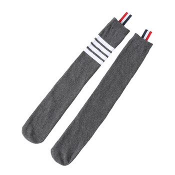 学院风四道杠过膝早秋新款休闲ins超火长袜潮 灰色袜子【tbtb袜子】