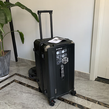 出口日本宽胖子运动版行李箱万向轮旅行箱拖运拉杆箱2 黑磨砂 30寸