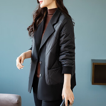 罗蒙(romon)羽绒棉衣女士秋冬季2023年新款假两件小个子时尚洋气西装