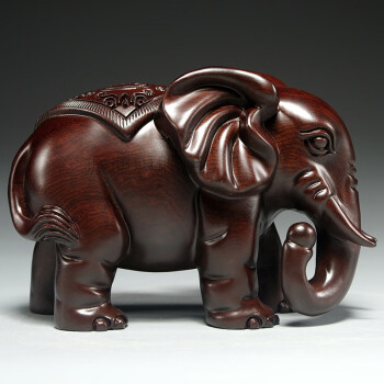 实木木雕大象摆件实木质雕刻一对象红木家居玄关办公室装饰工艺品